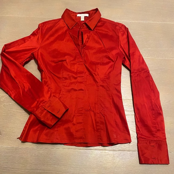 BOSS women's, red fitted shirt, size 4 - Picture 1 of 7